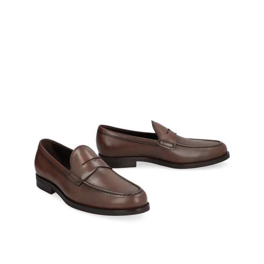 NEW TOD'S men's classic penny loafers in d9c cacao